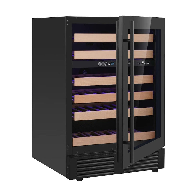 KingsBottle KBU145DX 24 Inch Under Counter LOW-E Glass Door Dual Zone Wine Cooler