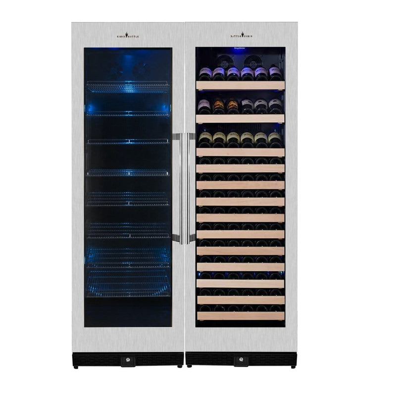 Kings Bottle 72" Large Wine And Beverage Cooler Drinks Combo With Clear Door - KBU170BW2