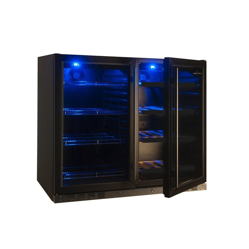 KingsBottle KBU28LRX 39 Inch Under Counter Wine And Beer Fridge Combo