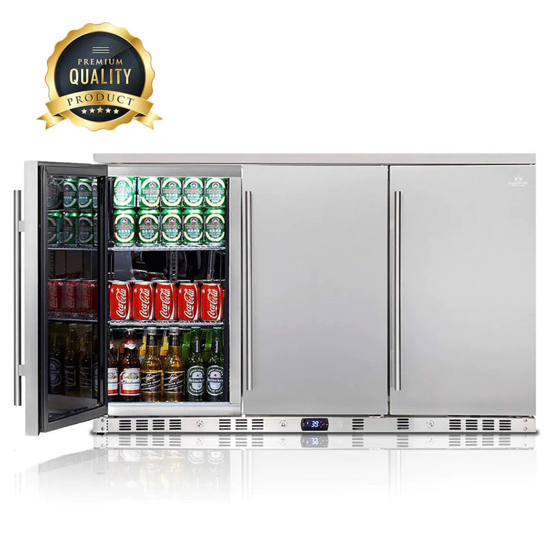 KingsBottle KBU328ASD 53 Inch Solid 3-Door Outdoor Beverage Drinks Cooler