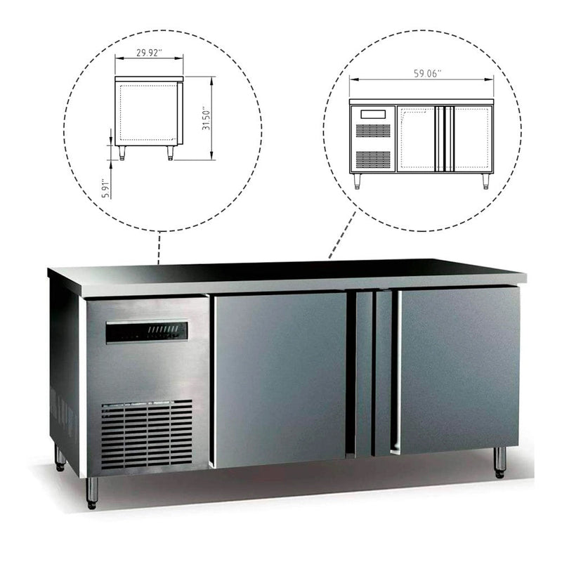 KingsBottle KBU380SD 59" Two Stainless Steel Door Back Bar Cooler