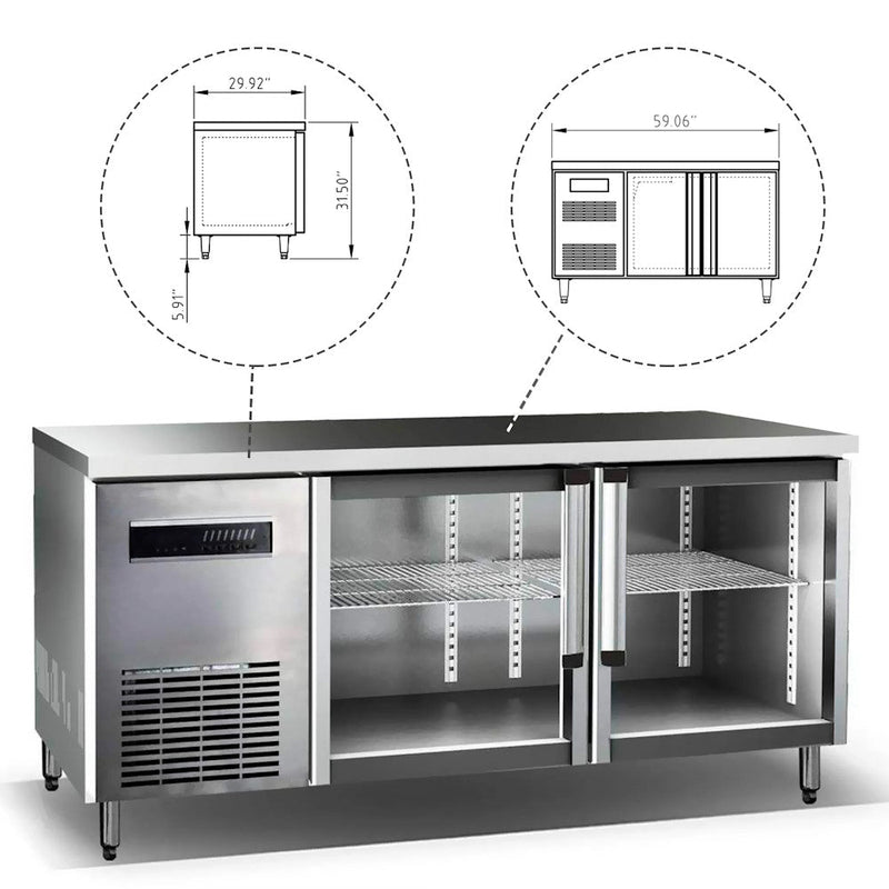 KingsBottle KBU380SS 59" Double Glass Back Bar Cooler for Multiple Bottles