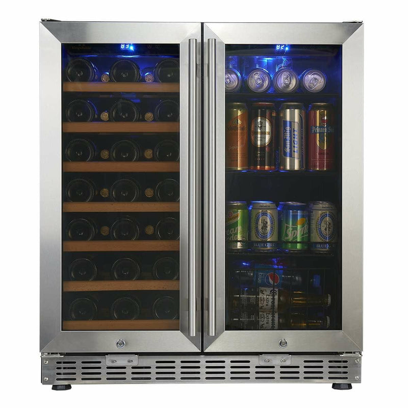 Kings Bottle 30" Under Counter Low-E Glass Door Wine and Beer Cooler Combo - KBUSF66BW-SS