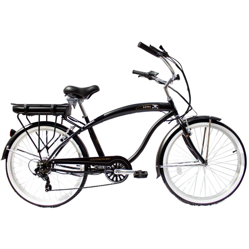 Micargi Luna 26" Beach Cruiser Crossbar 48V 350W Electric Bike - LUNA-M-MATTE BLACK - ePower Go