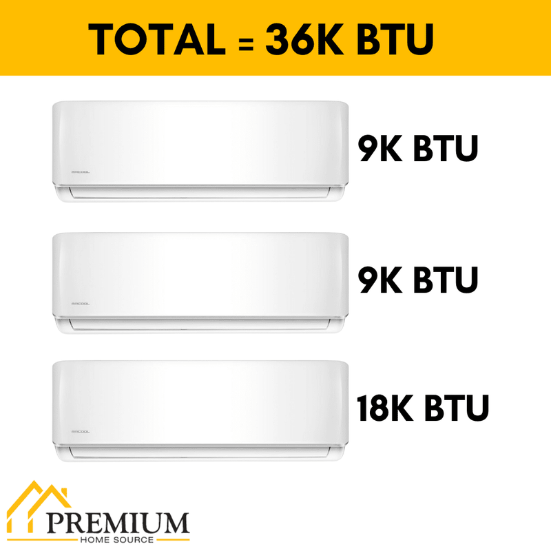 MRCOOL DIY Mini Split - 36,000 BTU 3 Zone Ductless Air Conditioner and Heat Pump with 25 ft. Install Kit, DIYM336HPW02C28