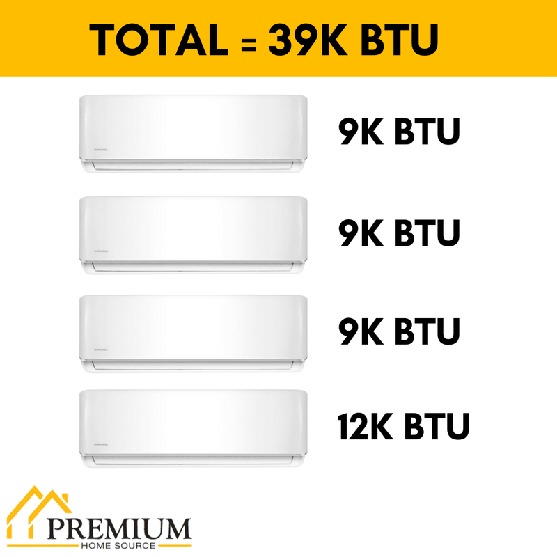 MRCOOL DIY Mini Split - 39,000 BTU 4 Zone Ductless Air Conditioner and Heat Pump, DIY-B-436HP09090912