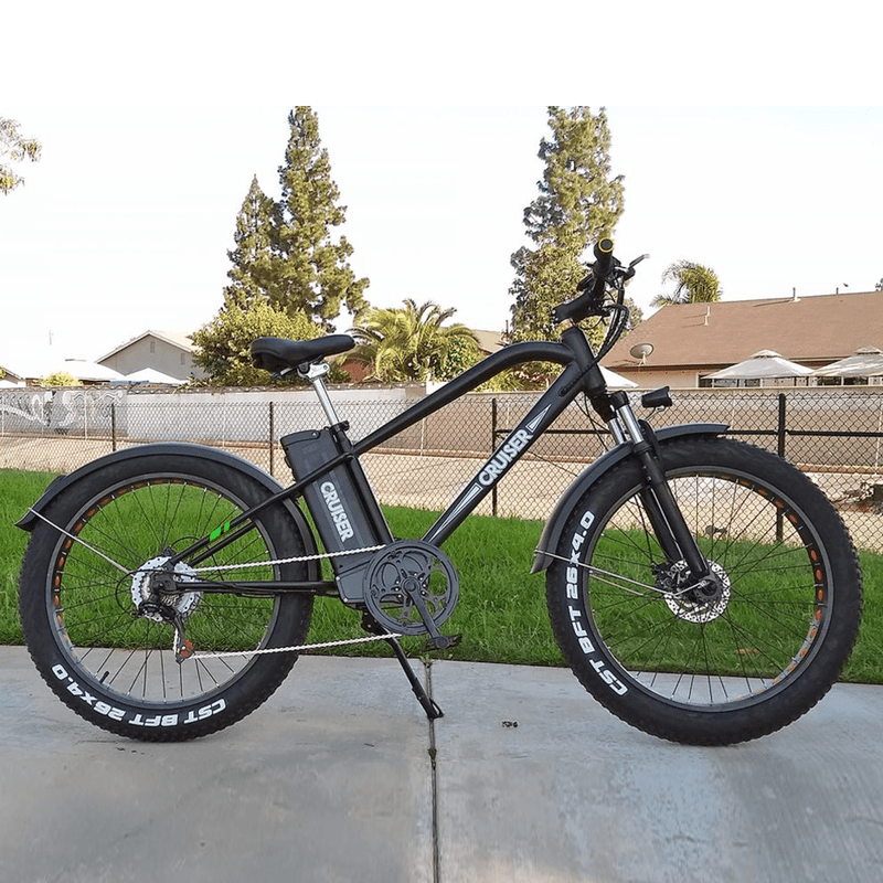 Nakto Super Cruiser 26" Fat Tire 500W 48V Electric Bike Black - ePower Go