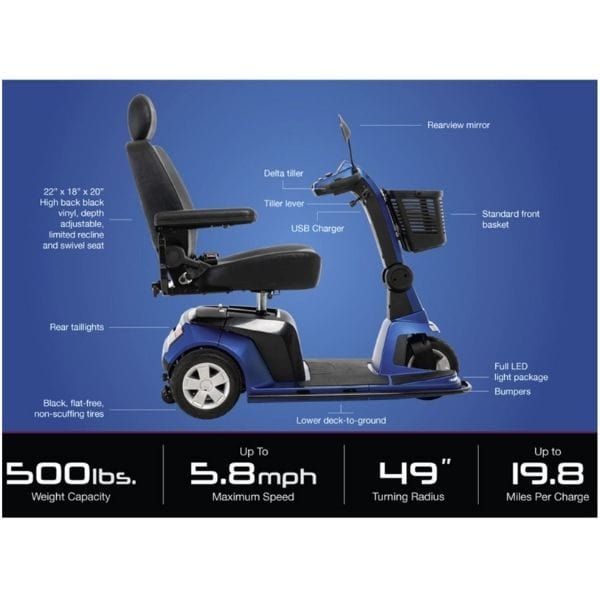 Pride Maxima Heavy Duty 3 Wheel Mobility Scooter SC901 - Backyard Provider