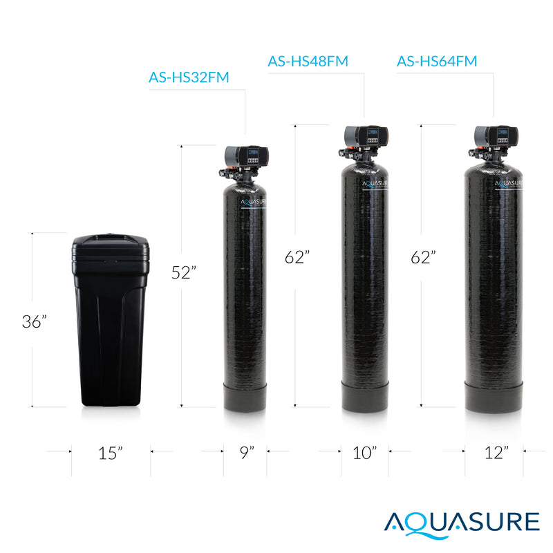 Harmony Series | 64,000 Grains Water Softener with 10" Sediment/Carbon/Zinc Triple Purpose Whole House Water Filter