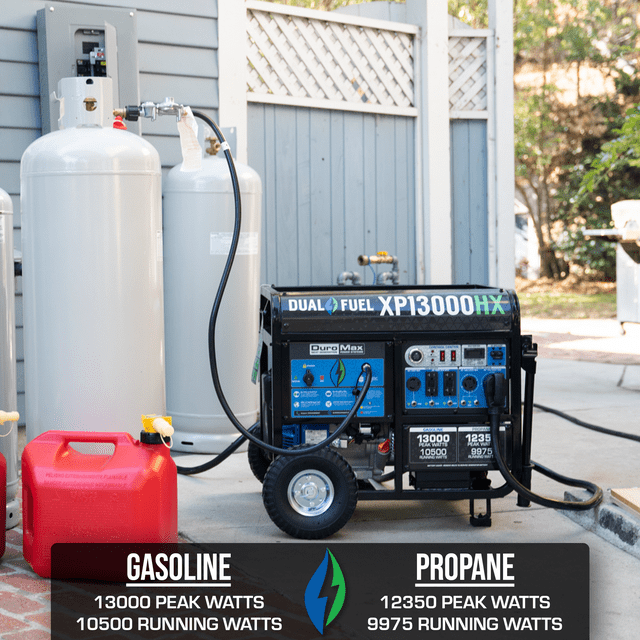 DuroMax 13,000 Watt Portable Dual Fuel Gas Propane CO Alert Generator - XP13000HX