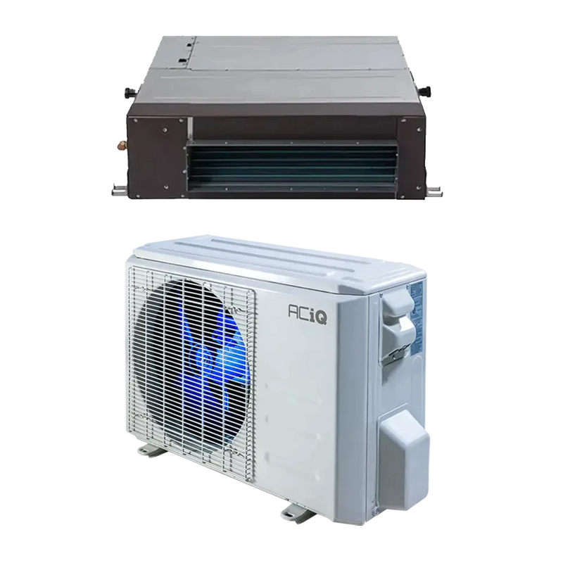 ACiQ Platinum 12,000 BTU 25 SEER Single Zone Concealed Duct Mini Split System w/ Extreme Heat - Backyard Provider