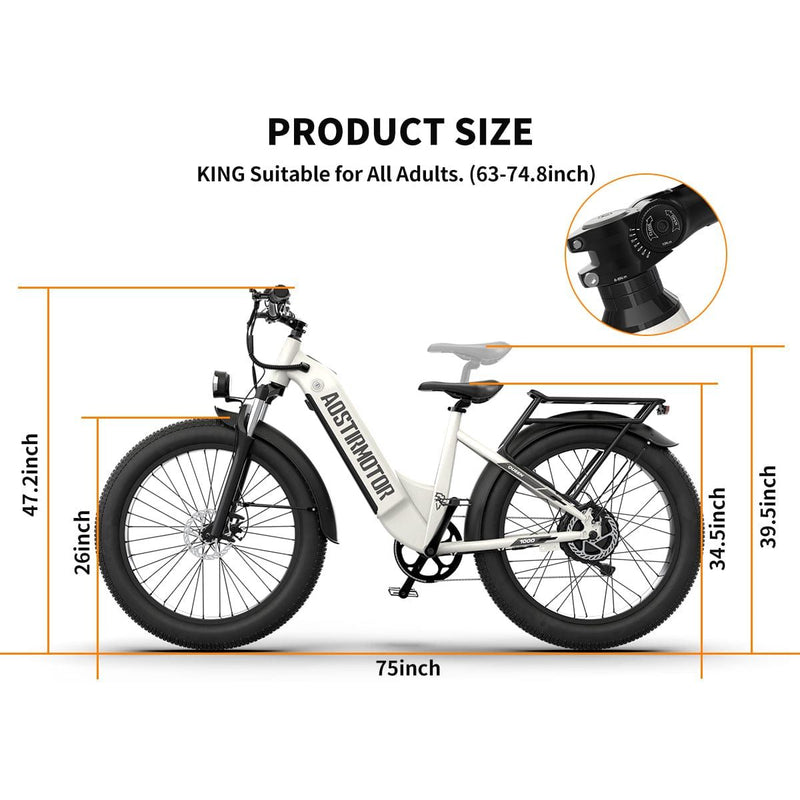 Aostirmotor Queen 1000W 52V All Terrain Step-Thru  Fat Tire Electric Bike