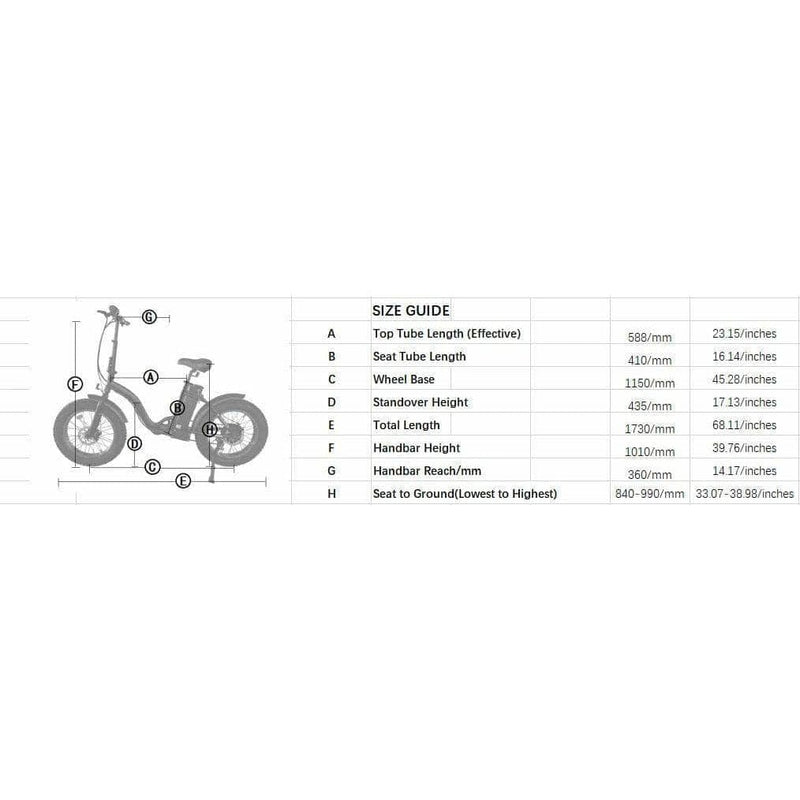 Ecotric 20inch black Portable and folding fat bike model Dolphin - C-DOL20LED-MBL-Z - ePower Go