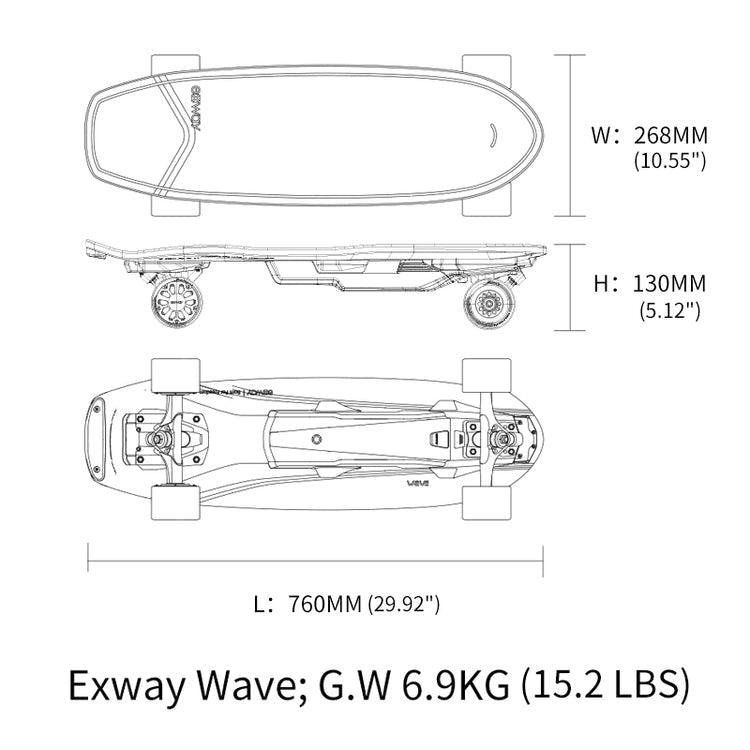 Exway Wave Hub 36V 800W Street Electric Skateboard EB-W1H