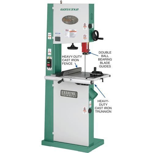 Grizzly Industrial 17" 2 HP Bandsaw w/ Cast-Iron Trunnion