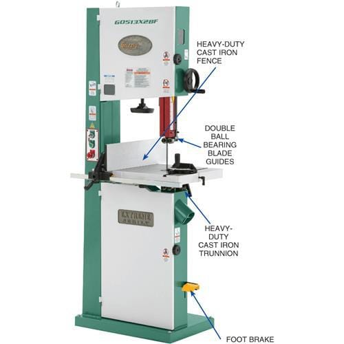 Grizzly Industrial 17" 2 HP Extreme-Series Bandsaw with Cast-Iron Trunnion & Foot Brake Micro-Switch