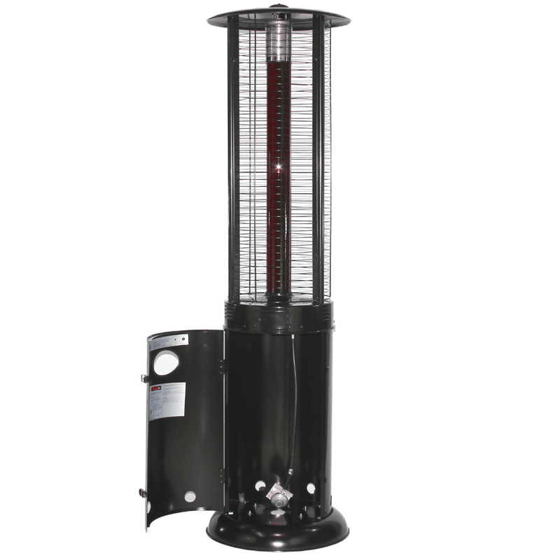 RADtec Ellipse Flame 78-Inch Tall Black Propane Patio Heater with Ruby Glass 80-ELL-FLM-HT