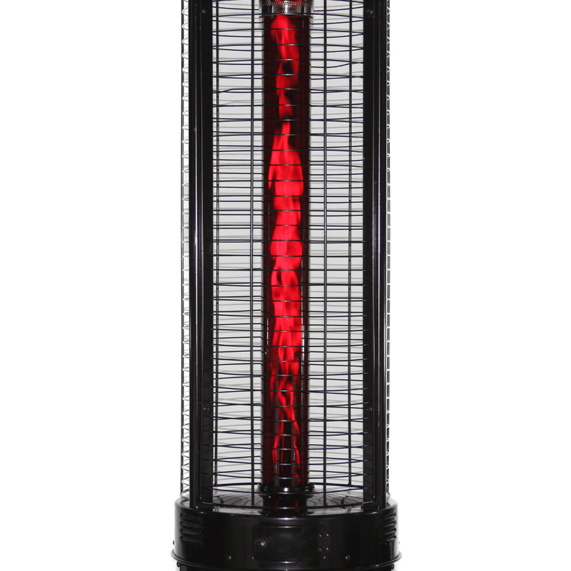 RADtec Ellipse Flame 78-Inch Tall Black Propane Patio Heater with Ruby Glass 80-ELL-FLM-HT