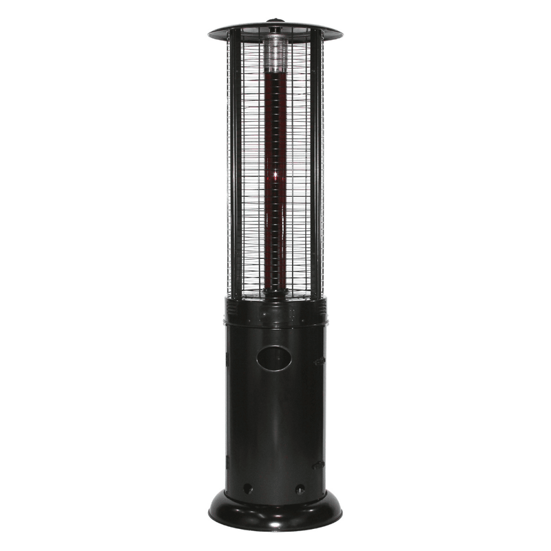 RADtec Ellipse Flame 78-Inch Tall Black Propane Patio Heater with Ruby Glass 80-ELL-FLM-HT