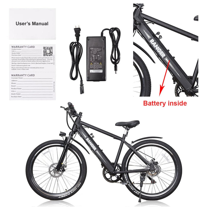 Nakto Ranger 26" Mountain Electric Bike 350W 36V Black - ePower Go